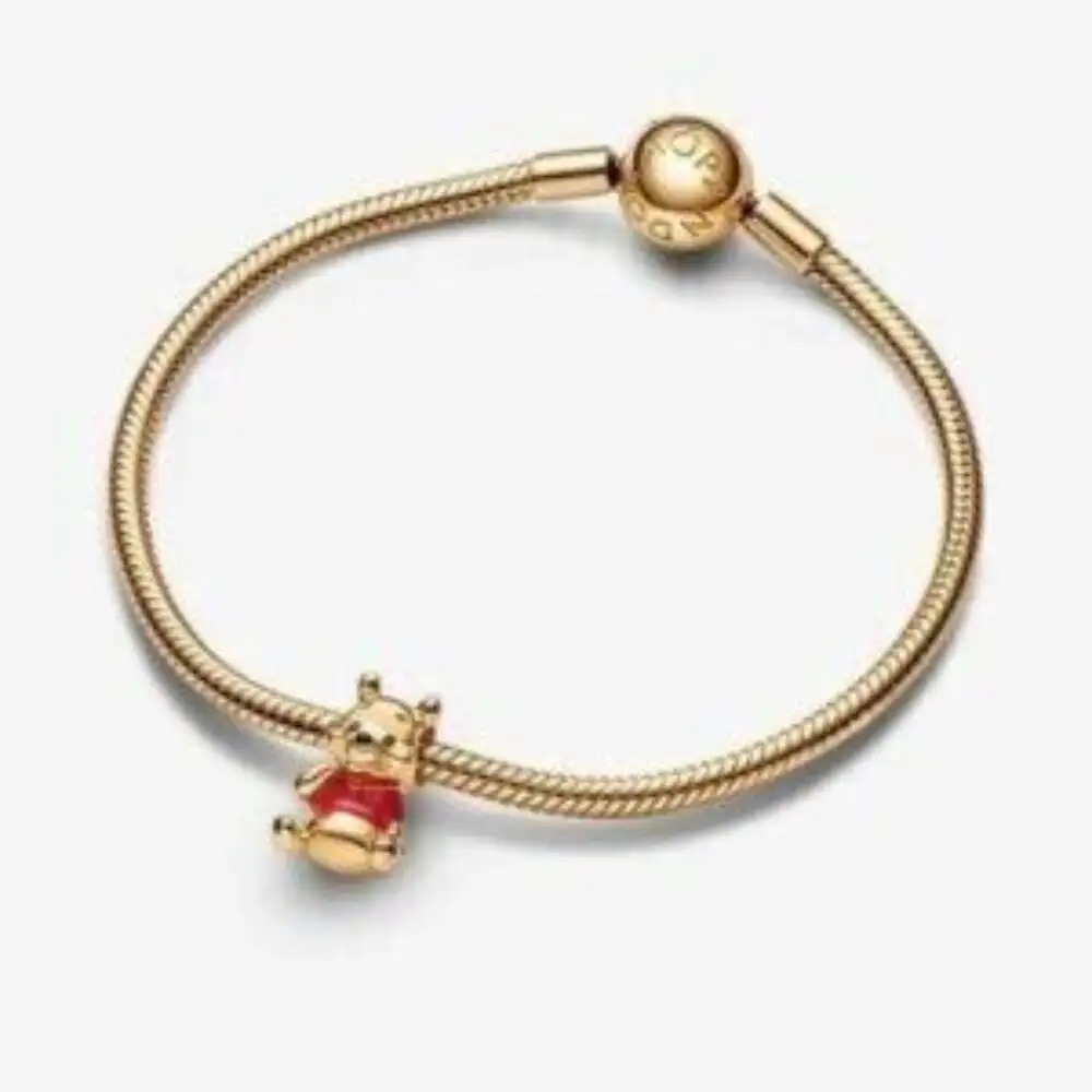 Disney Pandora Winnie the Pooh Bear Charm Gold plated - Picture 3 of 5